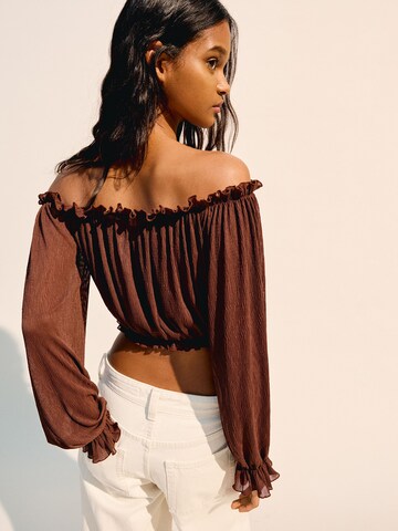 Bershka Blouse in Brown