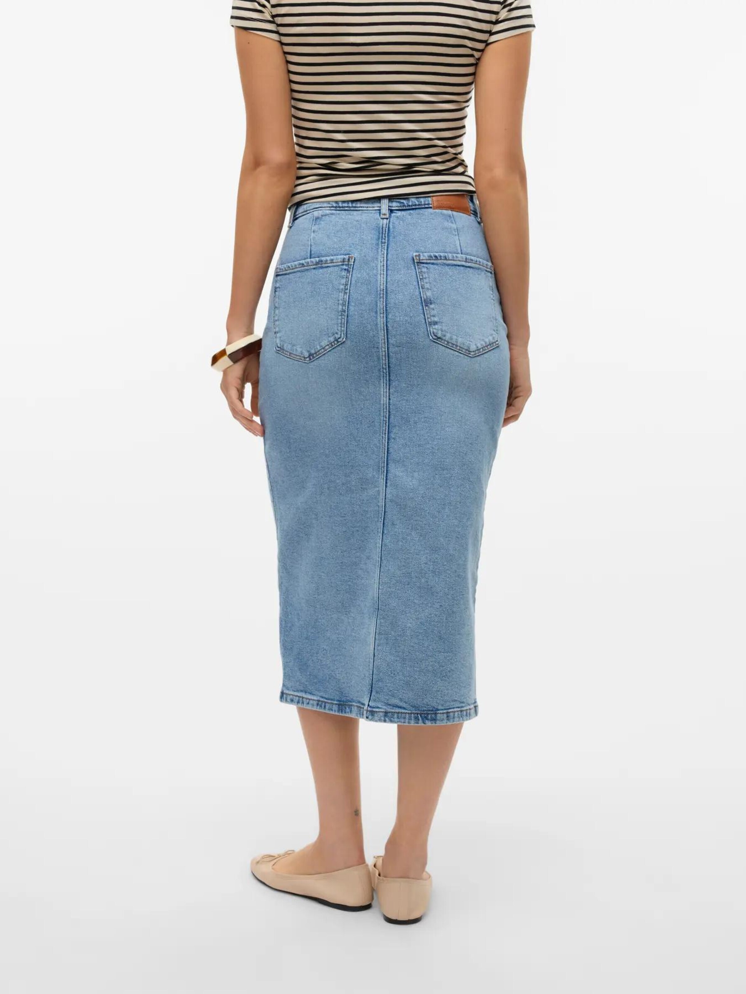VERO MODA Rok 'Vero Moda Denim rok VMNATALIE High waist Midi-rok' in Blauw