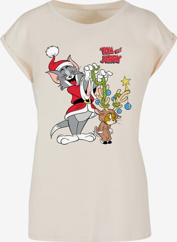 ABSOLUTE CULT T-Shirt 'Tom And Jerry - Reindeer' in Beige: predná strana