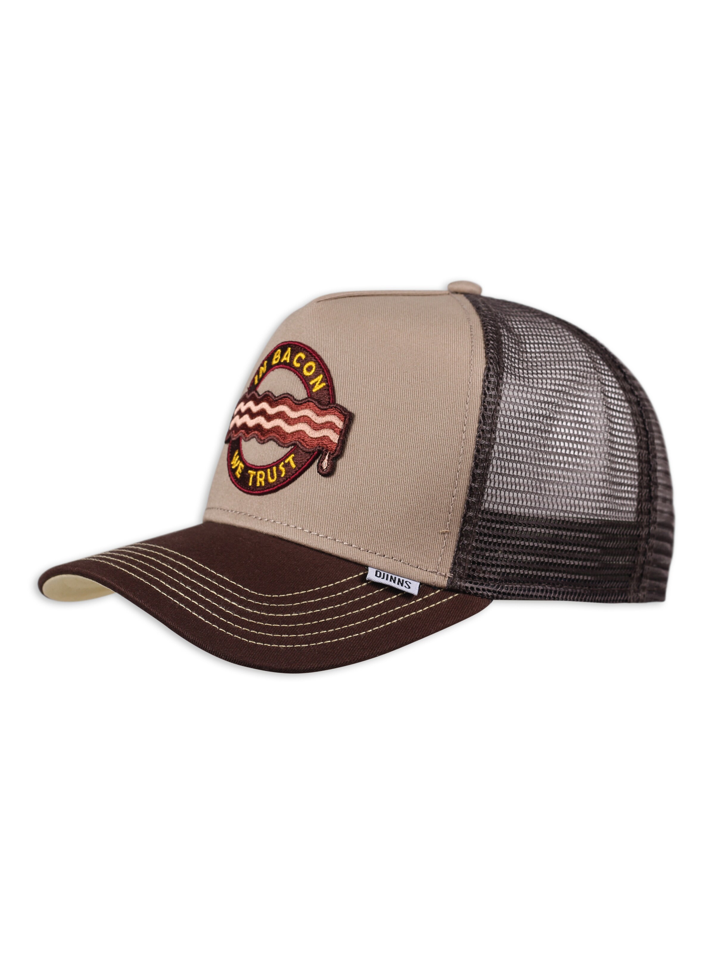 Cappello da baseball 'Food Bacon' di DJINNS in marrone: frontale