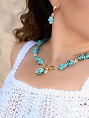 THE GEM STORIES JEWELRY - Pendientes 'Turquoise with Crystal Earrings' en azul: frente
