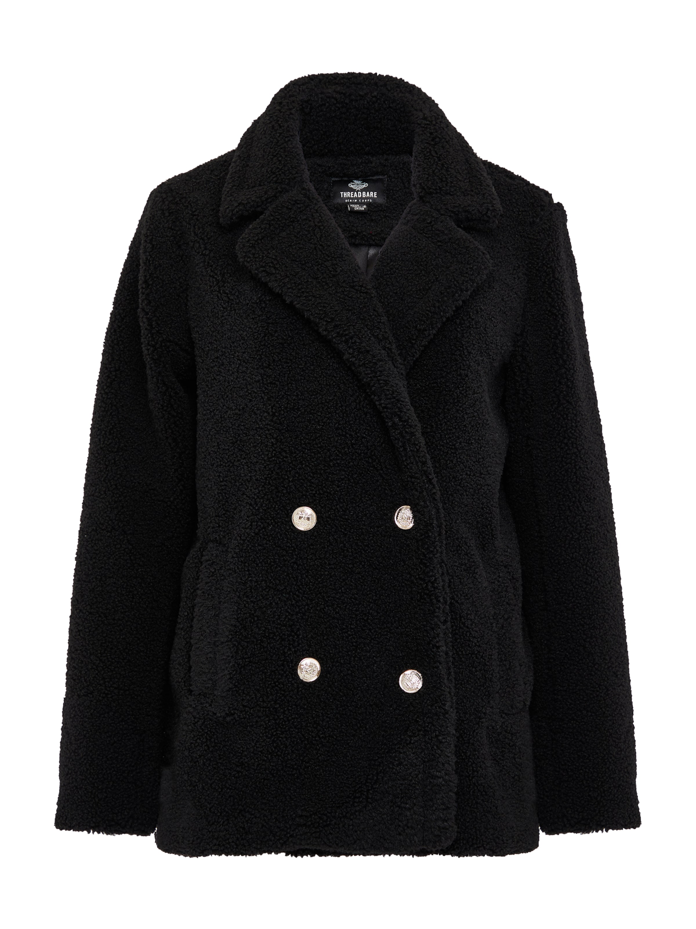 Threadbare Mantel 'Kermie' in Schwarz: Vorderseite