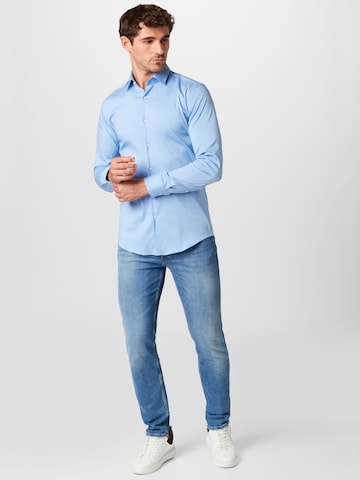 HUGO Red Slim fit Button Up Shirt 'Kenno' in Blue