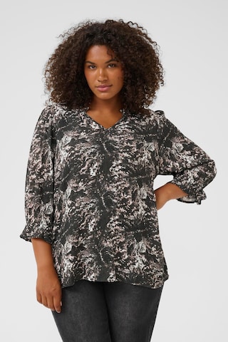 KAFFE CURVE Blouse 'Lunda Ami' in Zwart: voorkant