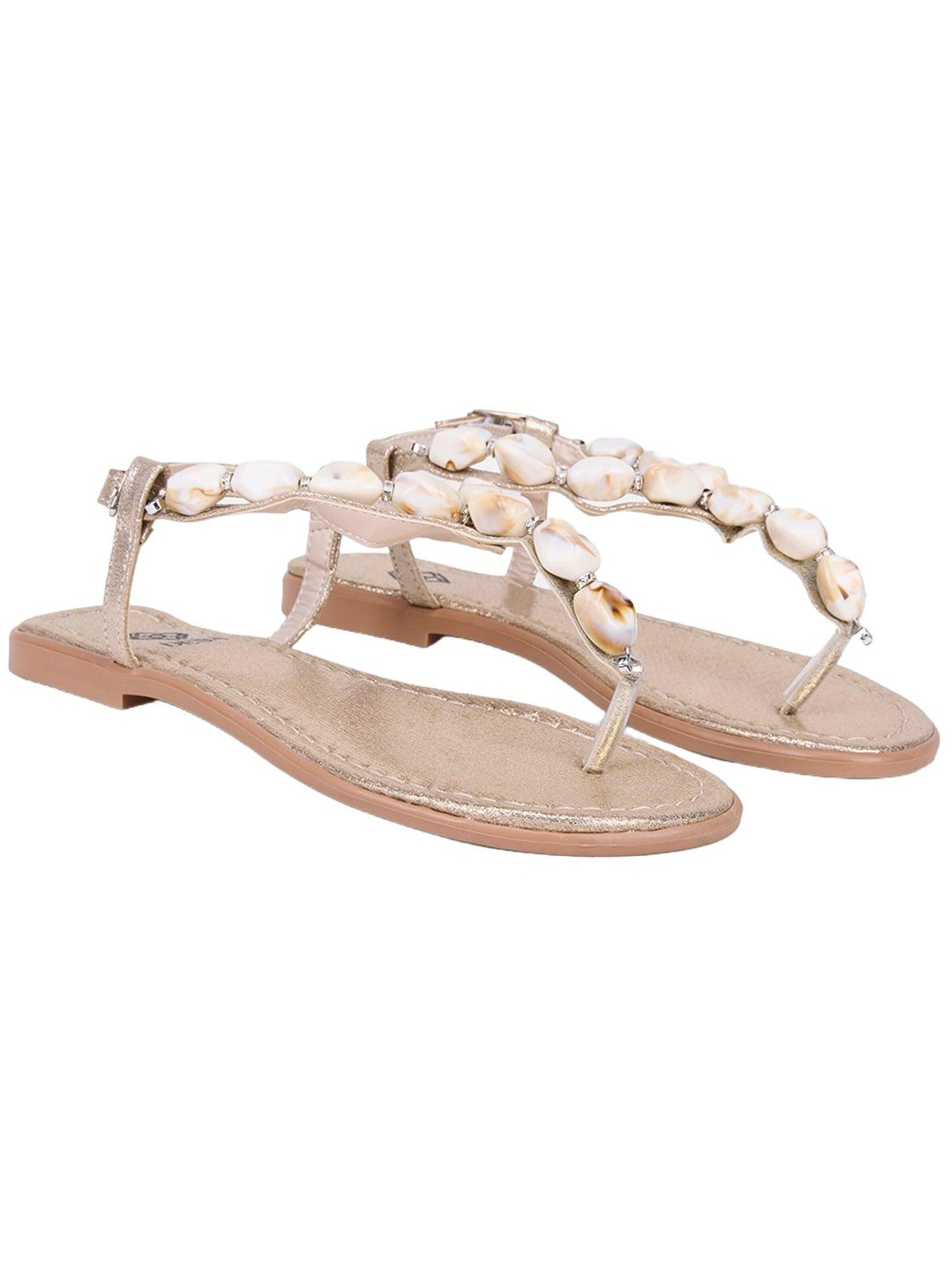 Desa - Sandalias 'DESA Damen-Sandalen mit Schnallendetail und Perlenbesatz' en oro