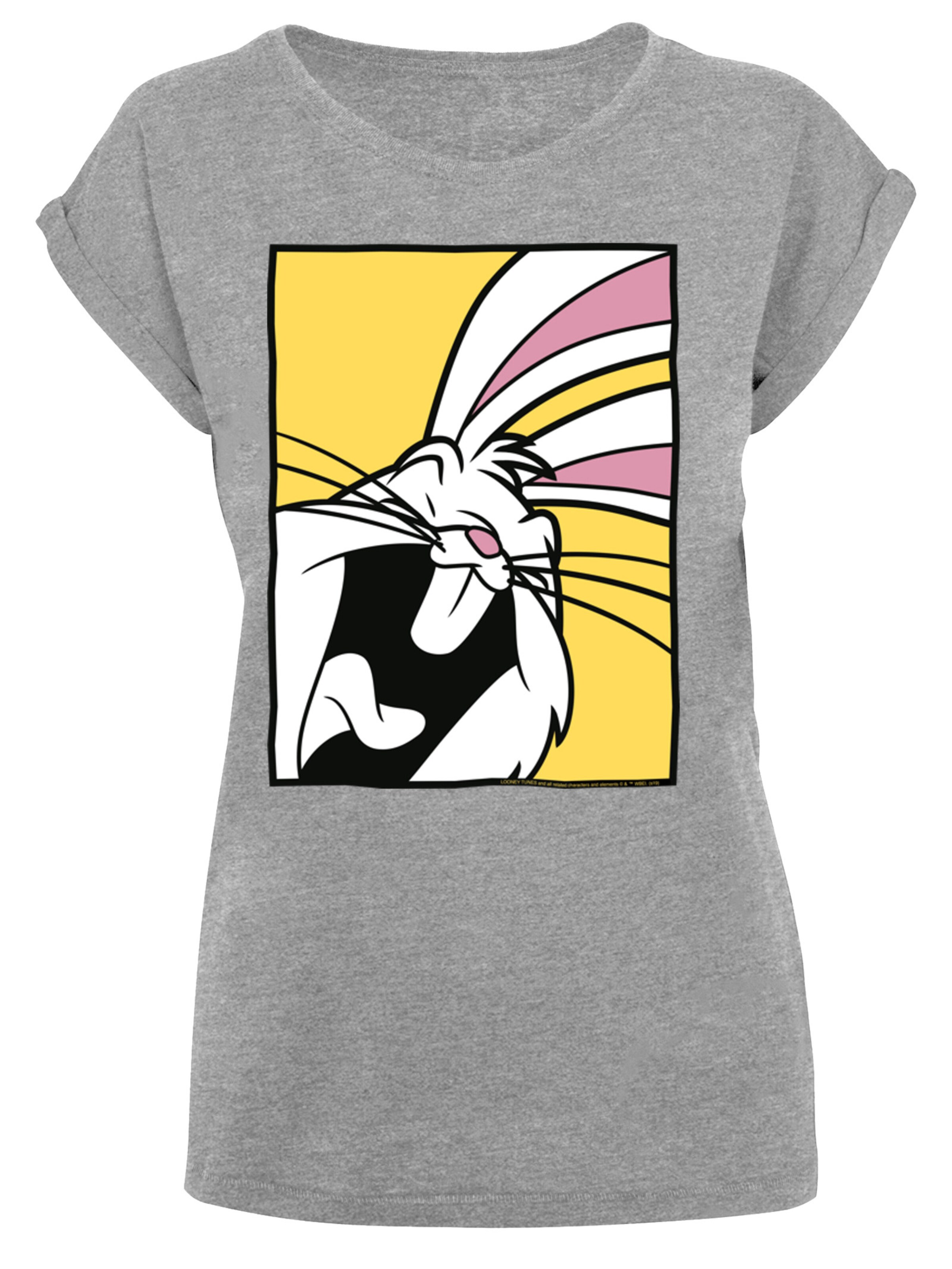 F4NT4STIC Shirt 'Looney Tunes Bugs Bunny Laughing' in Grey: front