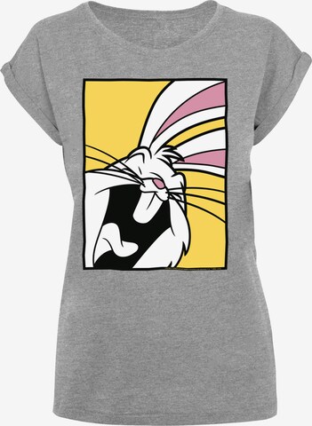 F4NT4STIC Shirt 'Looney Tunes Bugs Bunny Laughing' in Grijs: voorkant