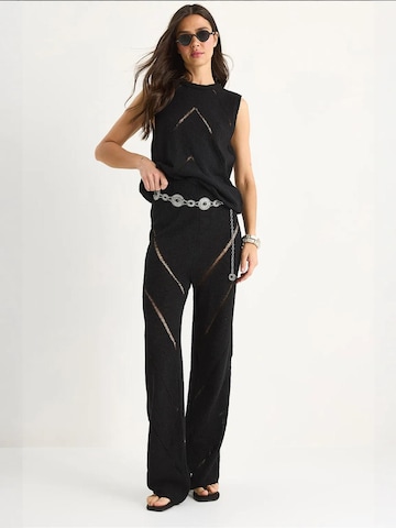 Bianco Lucci Set: Hose und Stricktop in Schwarz