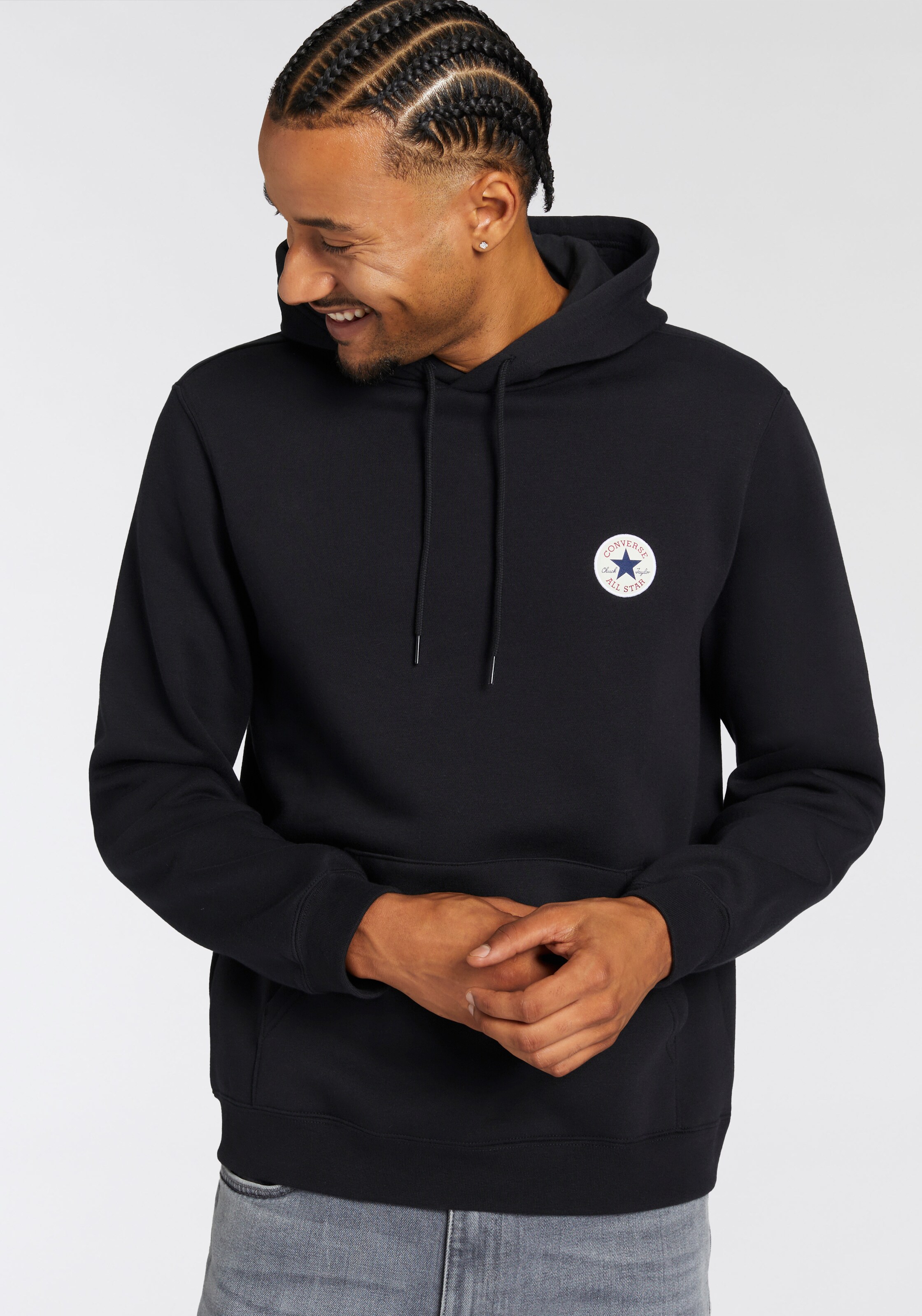 Converse black sweatshirt sale