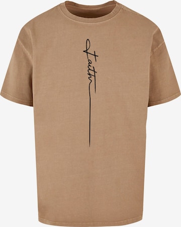 Merchcode Shirt 'Faith' in Bruin: voorkant