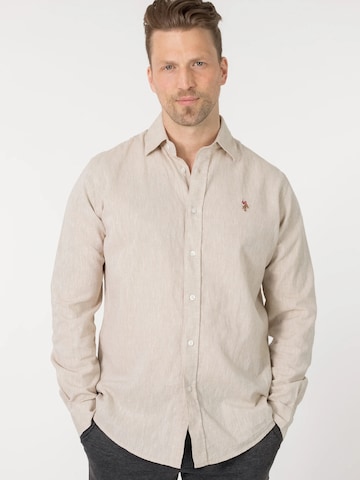 U.S. POLO ASSN. Regular Fit Hemd 'Bolt' in Beige: Vorderseite
