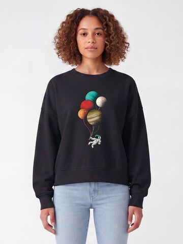 Felpa 'Balloon Spaceman' di Watapparel in nero: frontale