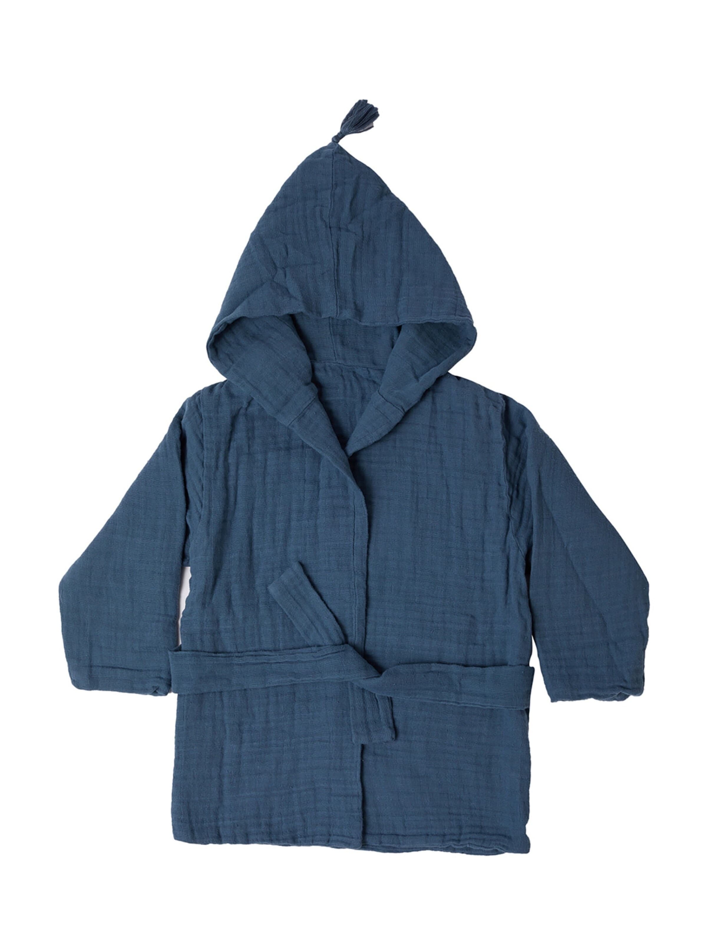 OrganicEra Bathrobe in Blue: front
