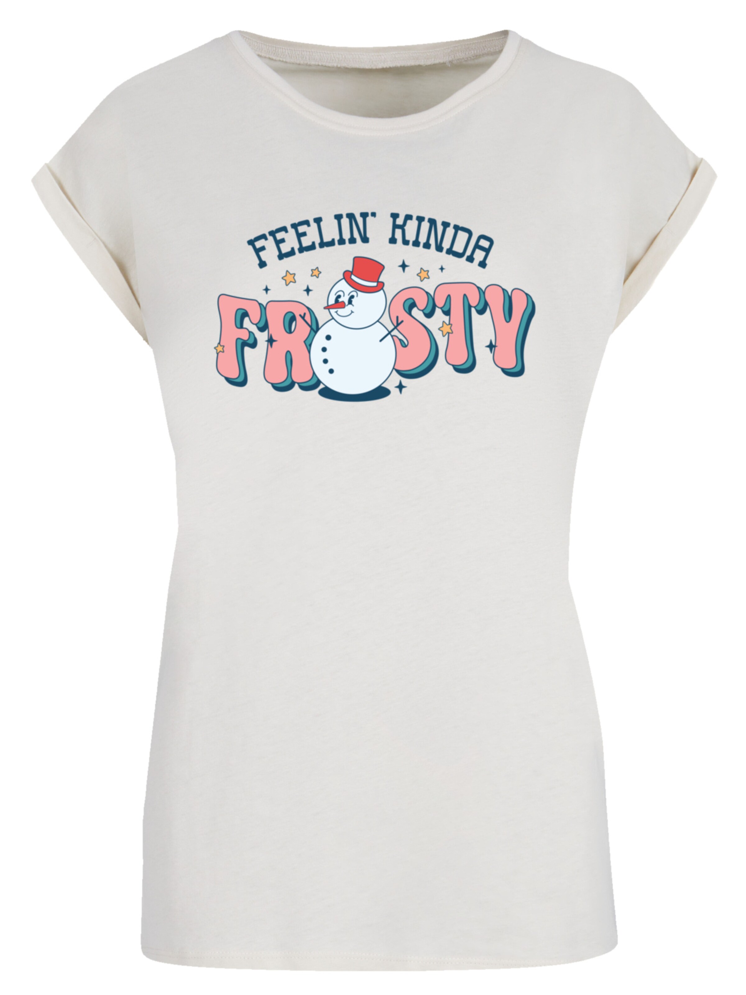 F4NT4STIC Shirt 'Feelin Kinda Frosty Snowman' in Beige: voorkant