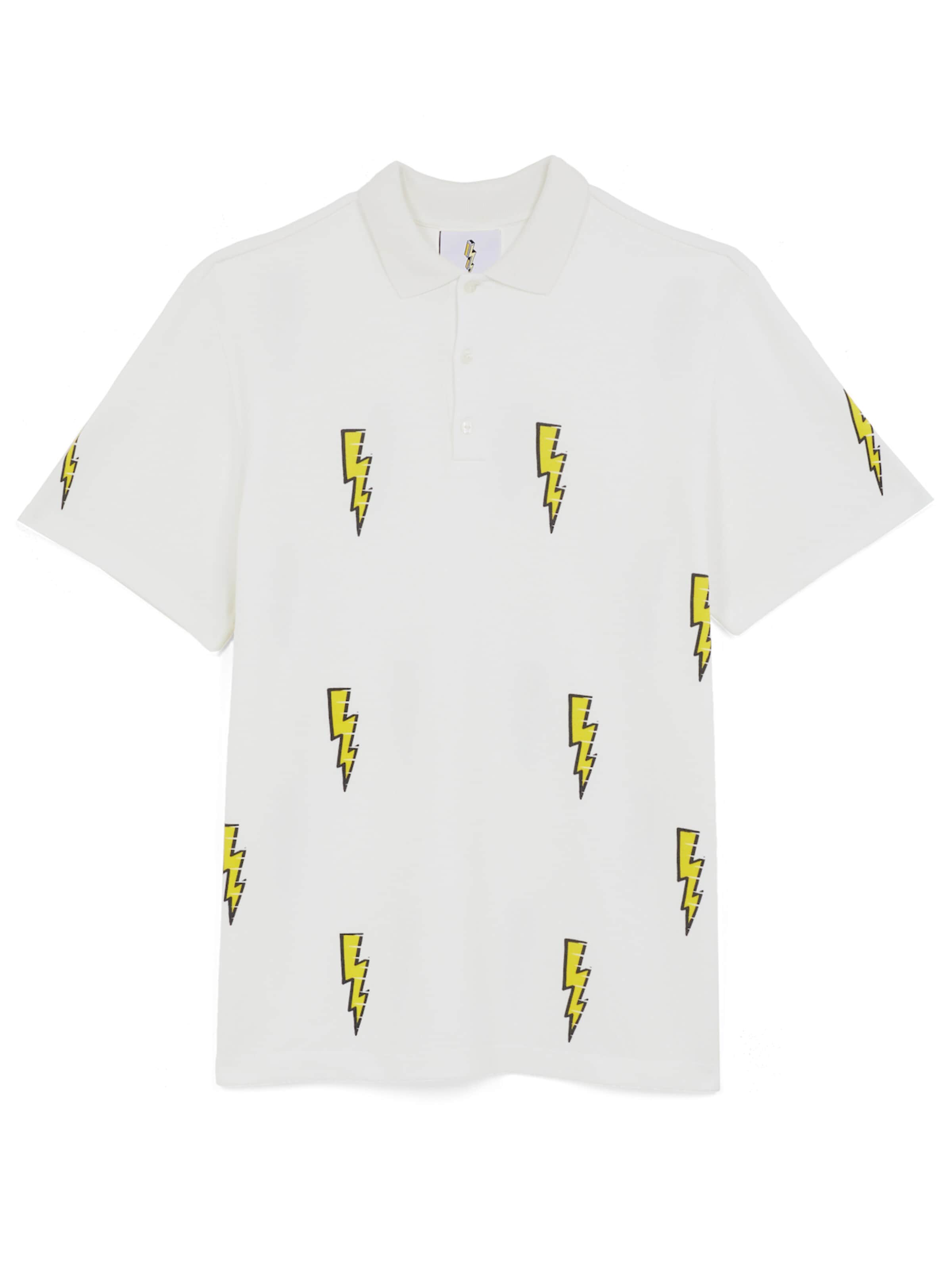 The Rad Black Kids - Camisa 'Speed Bolt Polo' em branco: frente