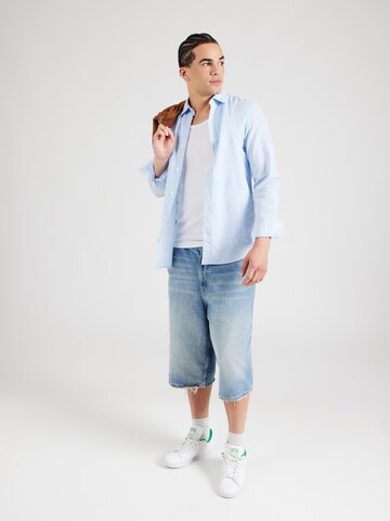 JACK & JONES Slim fit Button Up Shirt 'JJEBreeze' in Blue