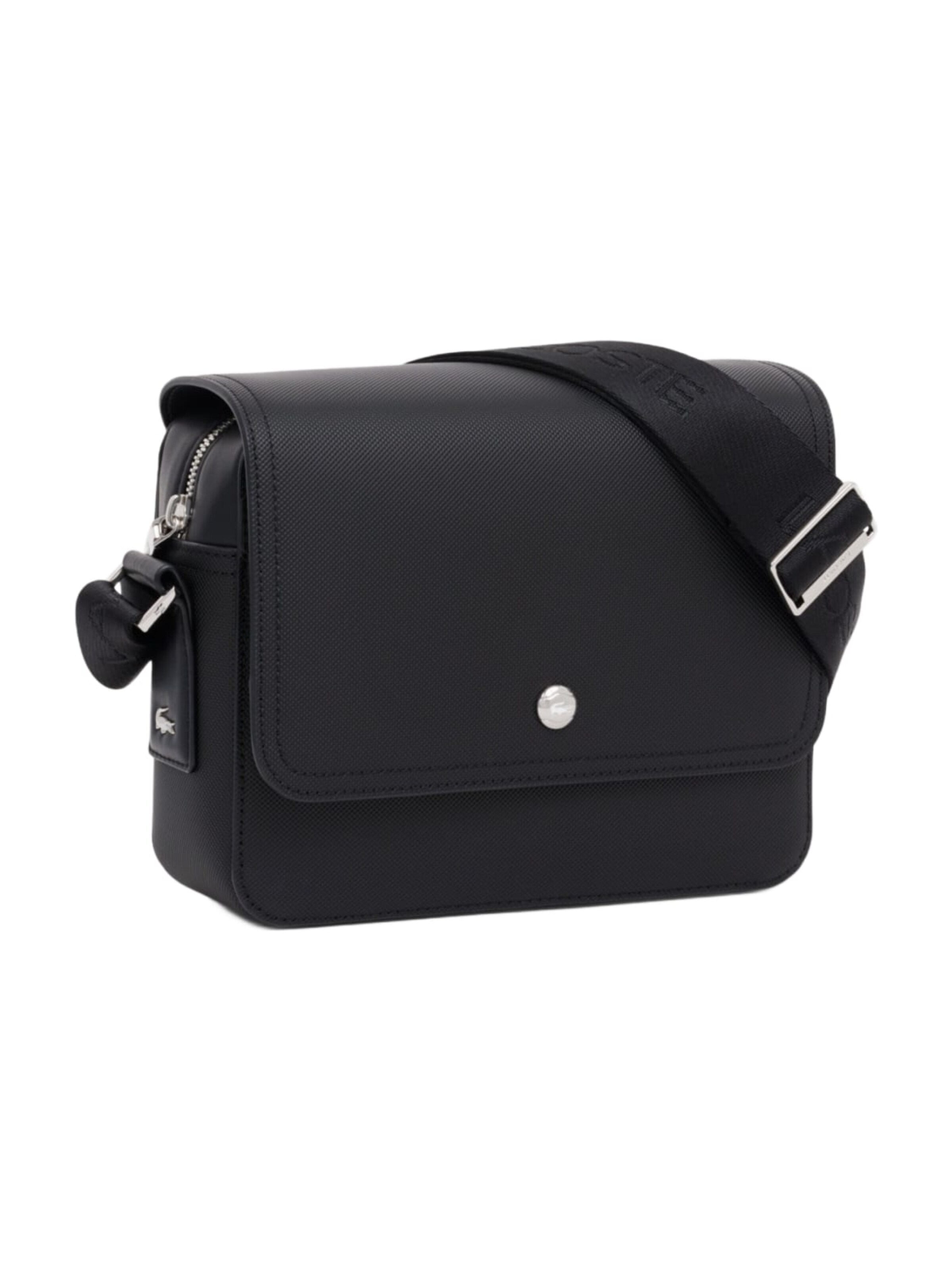 LACOSTETorba preko ramena 'Lacoste Petit sac messenger Homme Langon Petit Piqué Noir' - crna boja: prednji dio