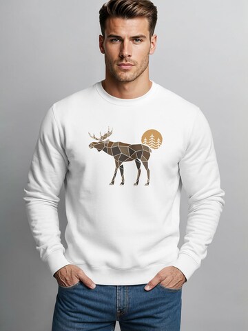 Neverless Sweatshirt 'Elch Polygon' in White: front