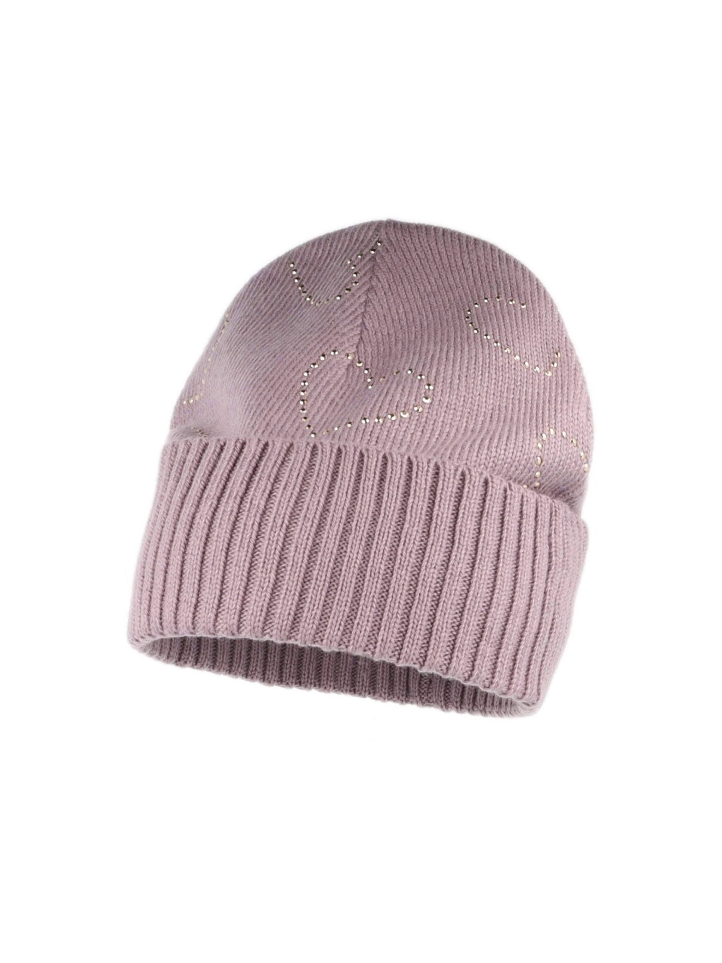 MAXIMO Mütze 'MINI GIRL-Beanie, Umschlag Studs'‌‌‌‌‌‌‌‌ in Pink: Vorderseite