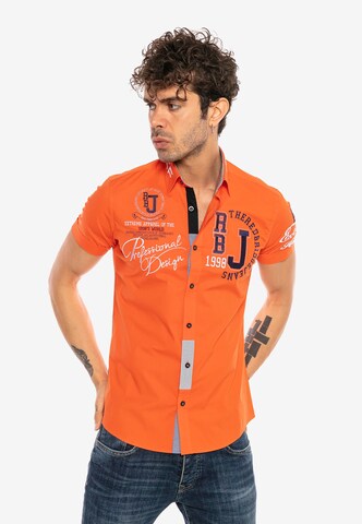 Redbridge Slim Fit Kurzarm-Hemd 'Fort Wayne' in Orange: Vorderseite