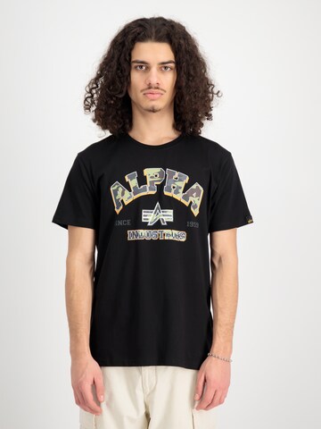 T-Shirt 'College Camo' ALPHA INDUSTRIES en noir : devant