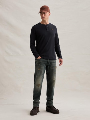 PME Legend Regularny krój Koszula 'Henley T-shirt with long sleeves and garment-dye wash' w kolorze niebieski