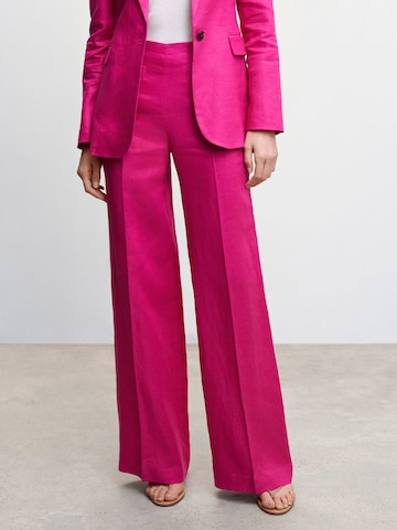 MANGO Szeroka nogawka Spodnie w kant 'Smart' w kolorze różowy: przód