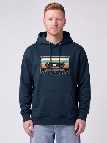 Watapparel Sweatshirt ' Retro Kassette ' in Blauw: voorkant