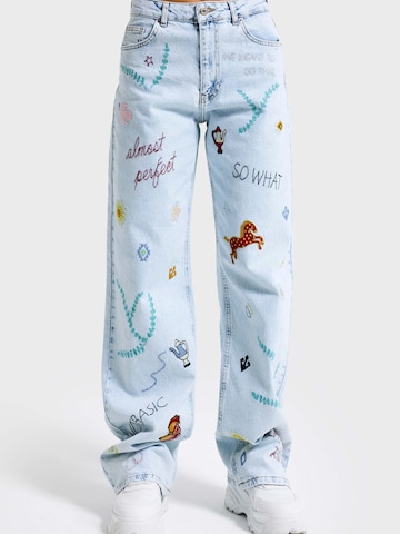 IT'S BASIC Regular Jeans 'STRAIGHT MID RISE JEANS' in Blauw