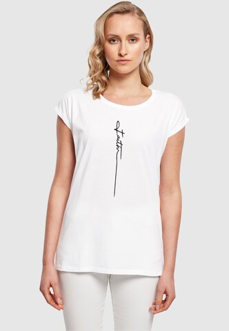 Merchcode T-Shirt 'Faith' in Weiß: Vorderseite