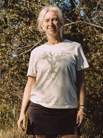 Maglietta 'Weltenbaum' di Life-Tree in bianco