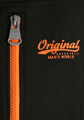 Man's World Zip-Up Hoodie in Black