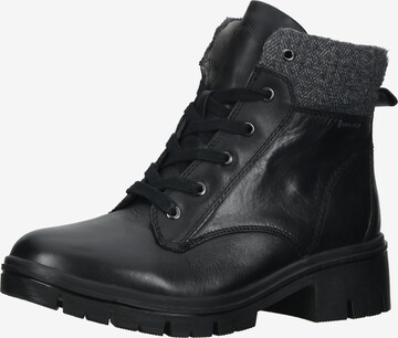 TAMARIS Lace-Up Ankle Boots in Black: front