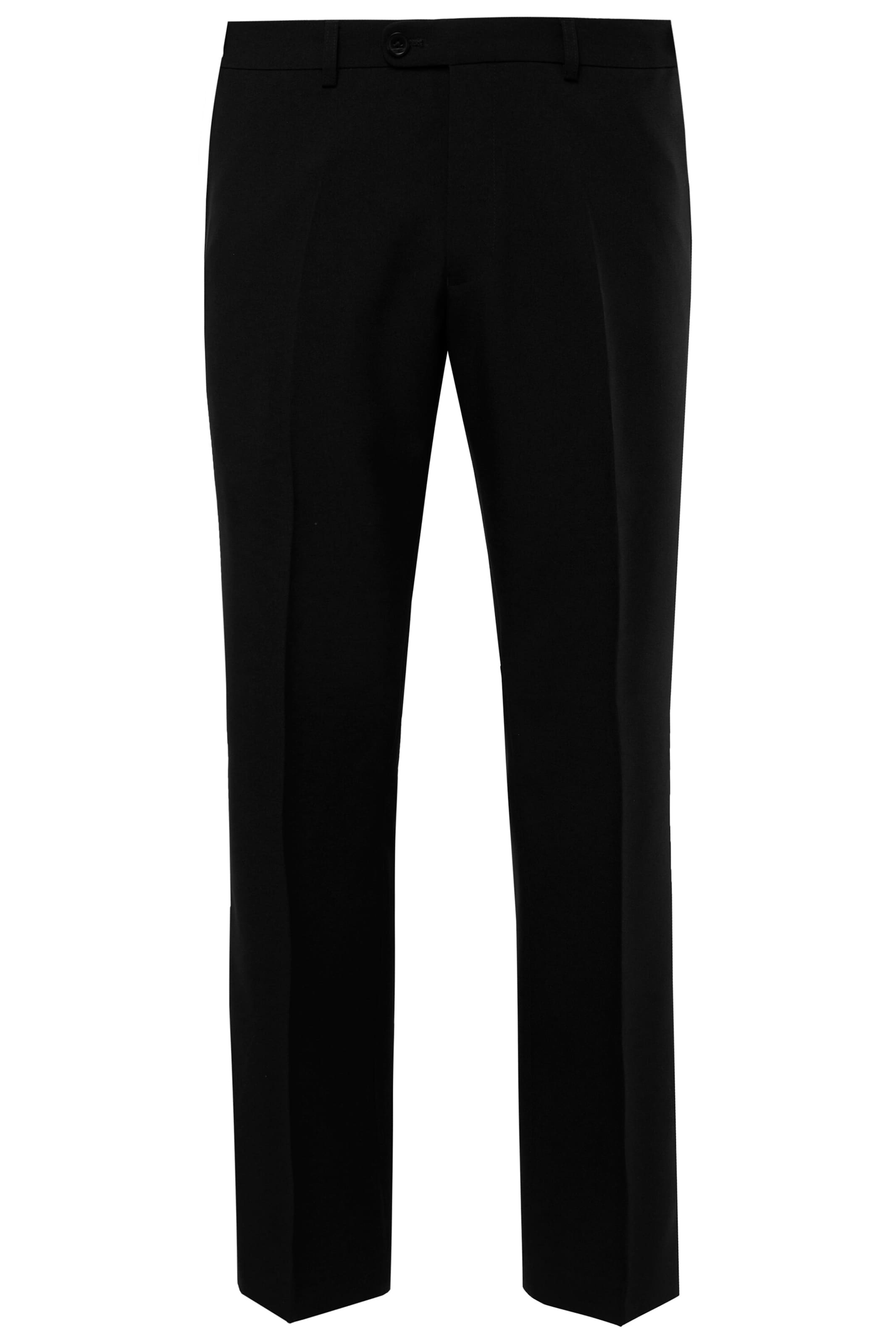 Men Plus Regular Bügelfaltenhose in Schwarz: Vorderseite