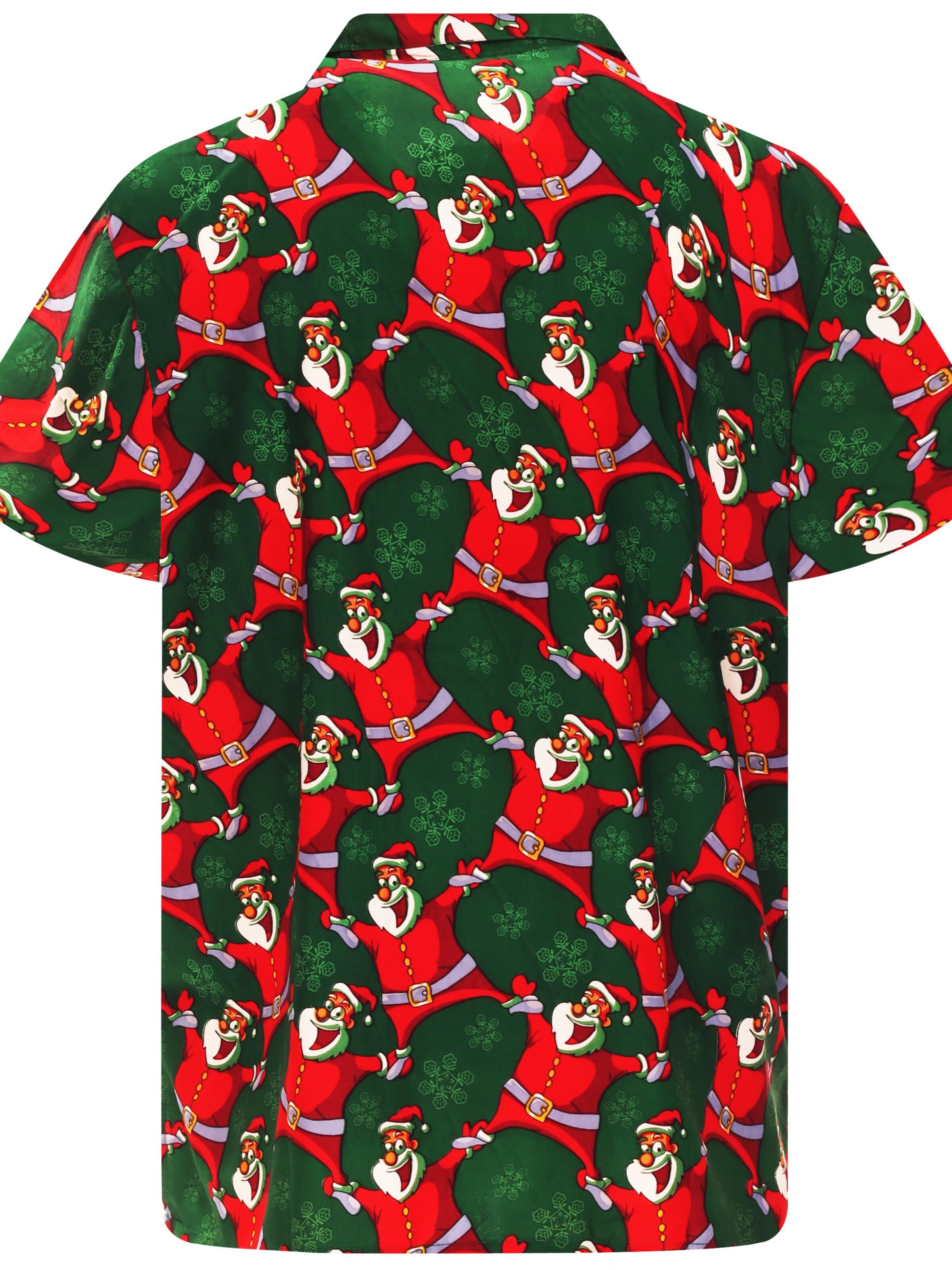 King Kameha Regular Fit Hemd 'Christmas Laughing Santa'‌‌‌‌‌‌‌‌‌ in Grün