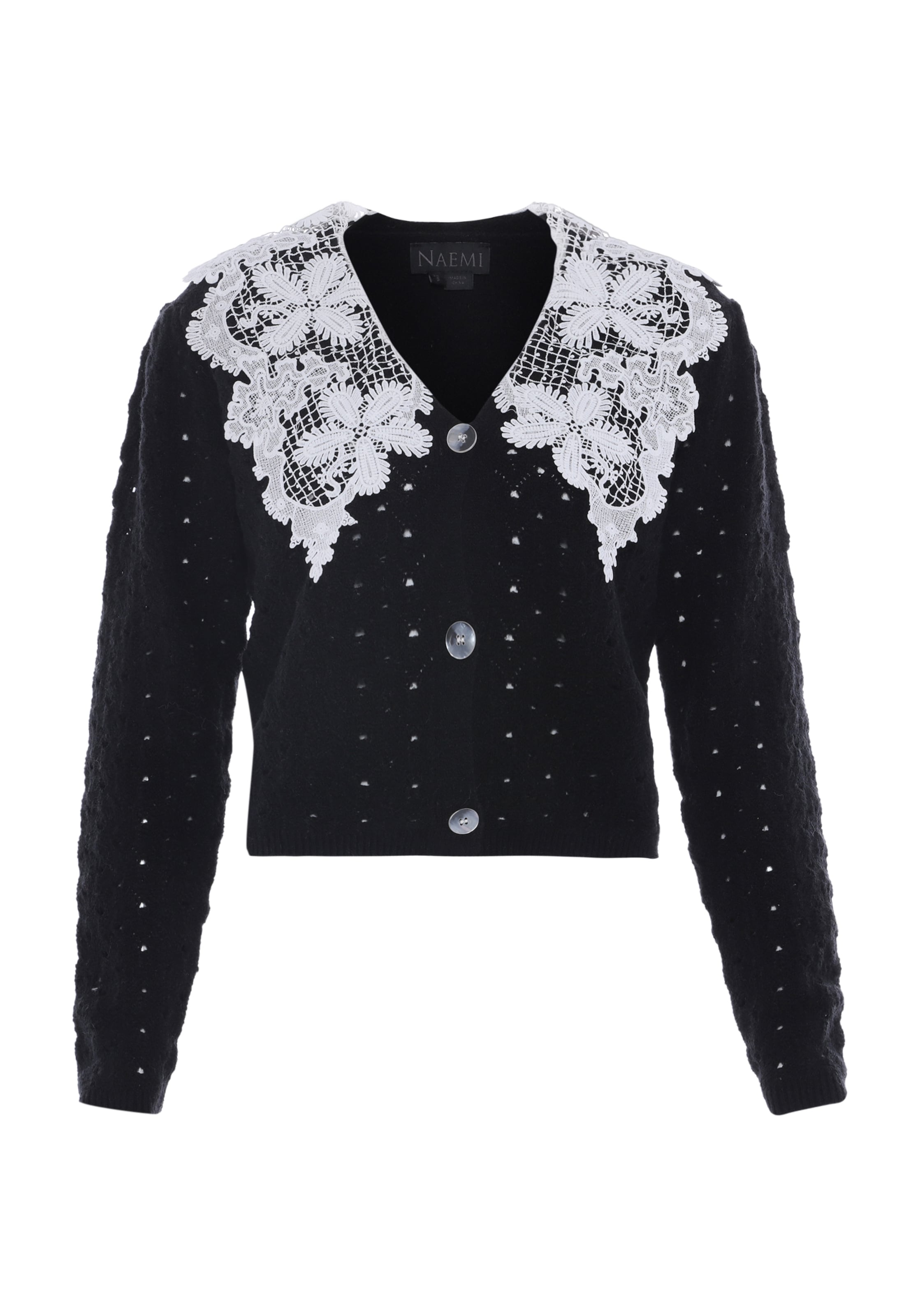 NAEMI Плетена жилетка в черно: отпред