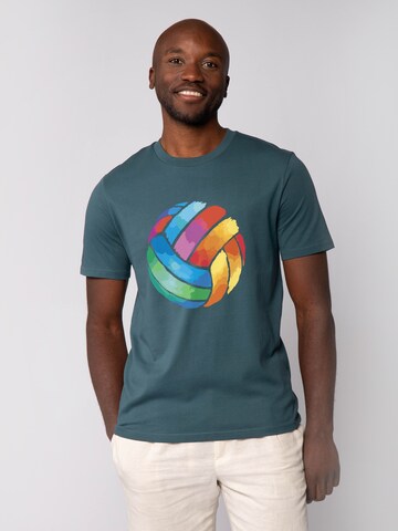 Watapparel Shirt 'Volleyball in Watercolor' in Blue: front