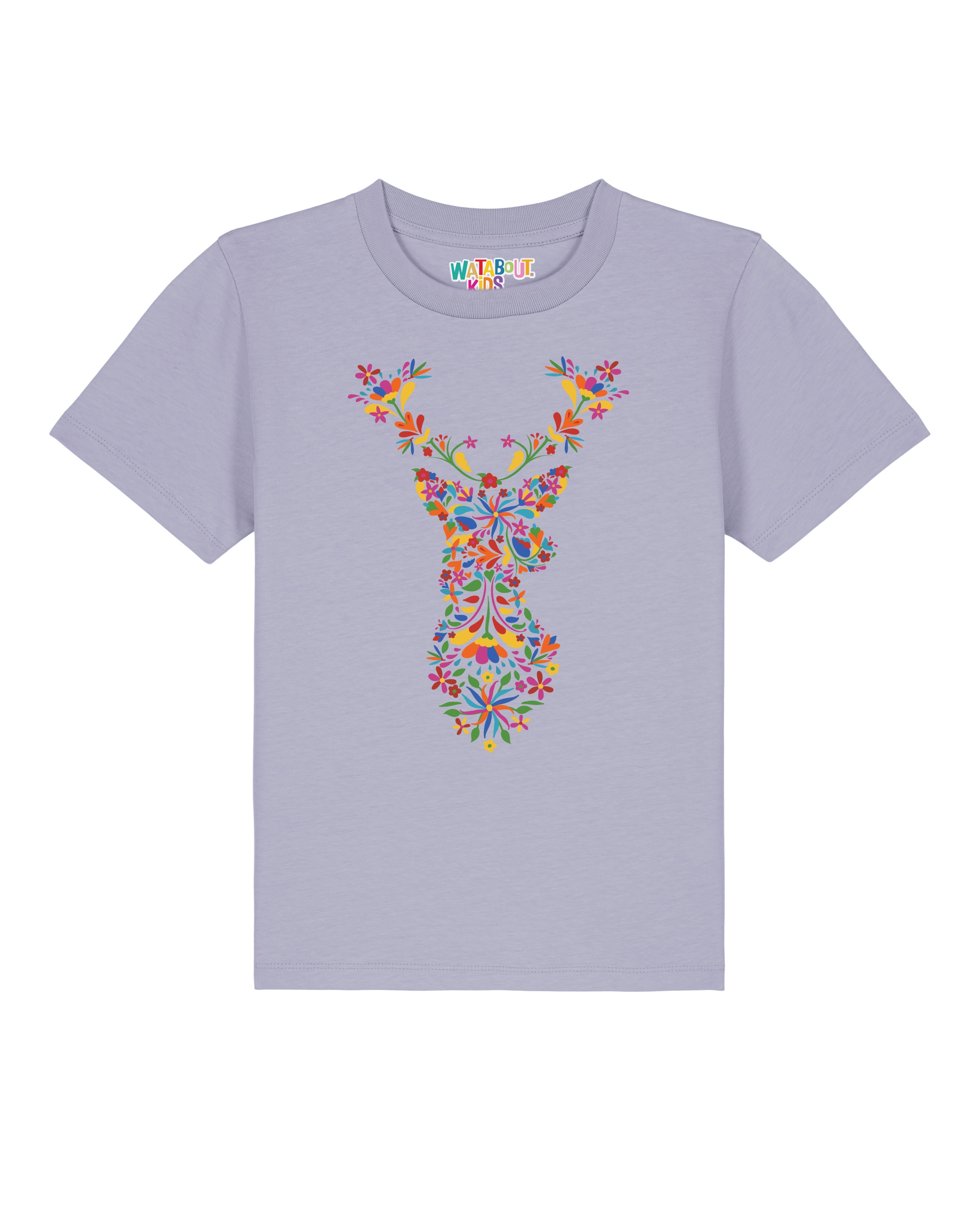 watabout.kids T-Shirt 'Floral Deer' in Lila: Vorderseite
