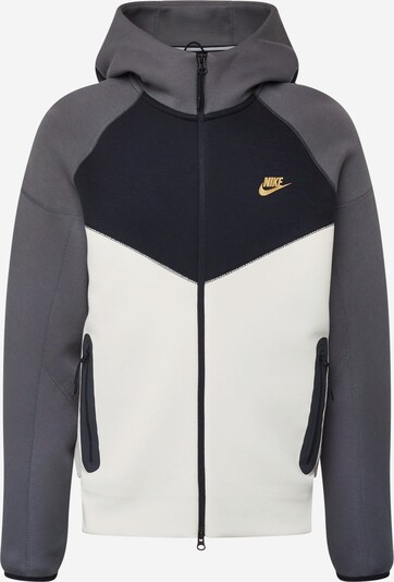 Nike Sportswear Veste de survêtement 'TCH FLEECE' en or / gris chiné / noir / blanc, Vue avec produit