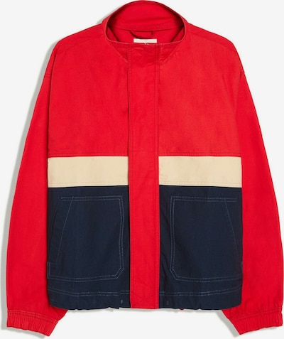 Bershka Välikausitakki koossa S värissä yönsininen / punainen / offwhite, Tuotenäkymä