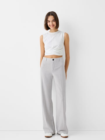 Wide Leg Pantalon à plis Bershka en gris