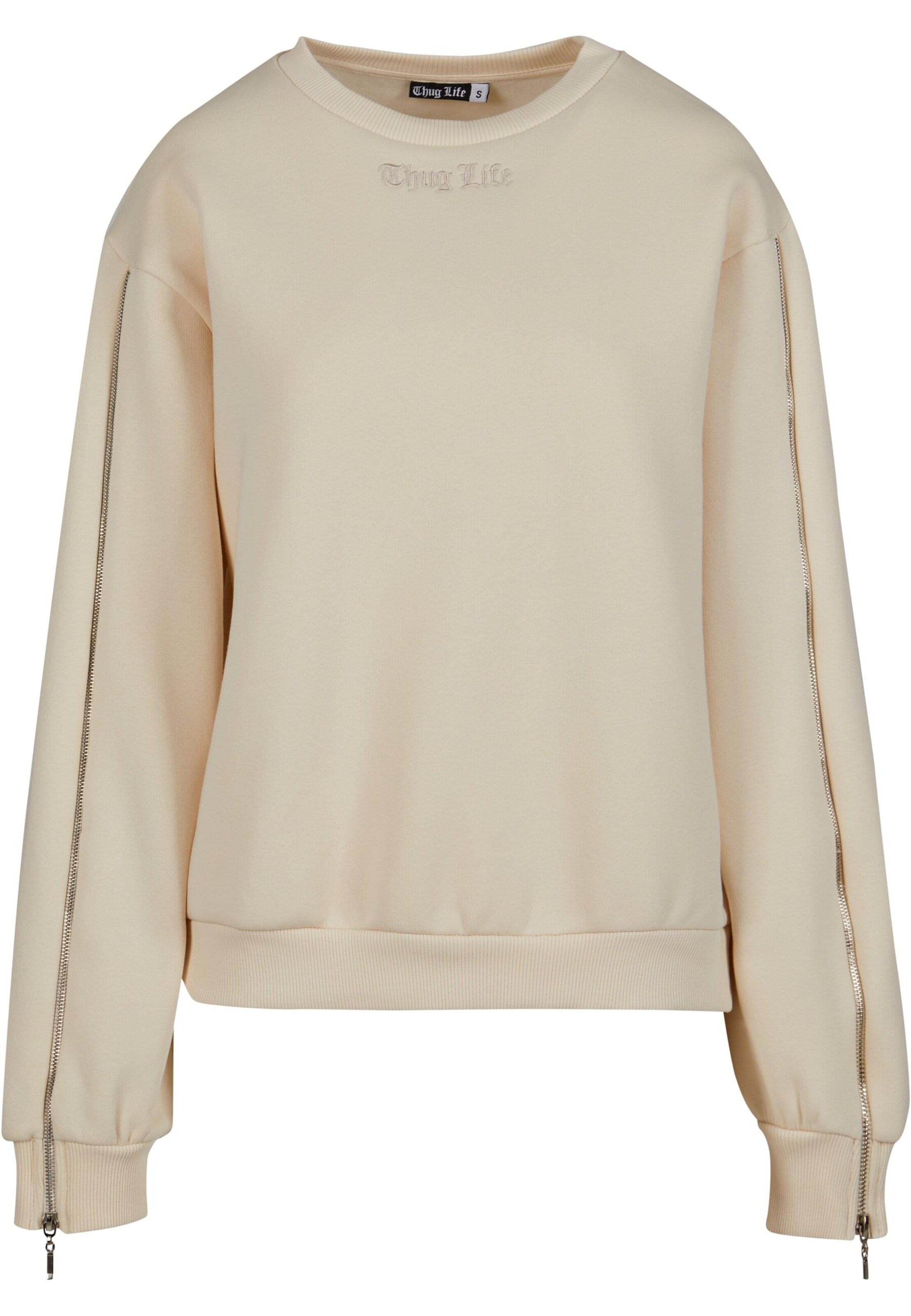 Thug Life Sweatshirt in Beige: front
