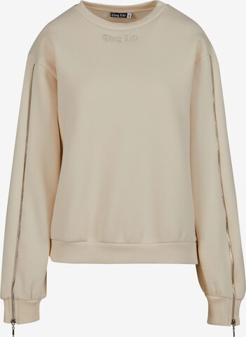 Thug Life Sweatshirt in Beige: voorkant