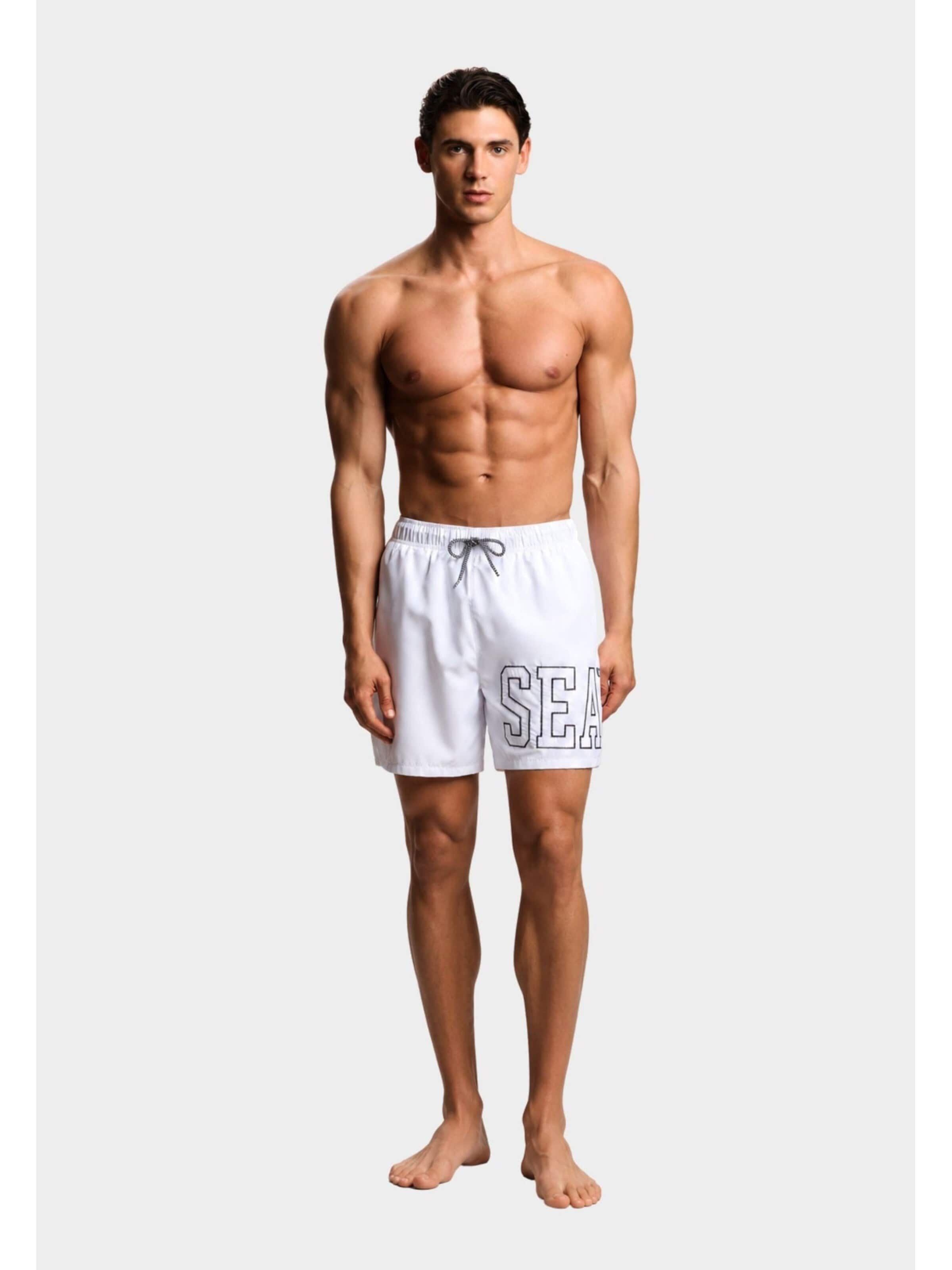 Shorts de bain 'Men's SEA Logo Swim Shorts' Emporio Armani en blanc