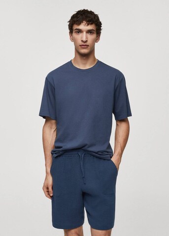 MANGO MAN Pyjama  kurz 'Rustic' in Blau: predná strana