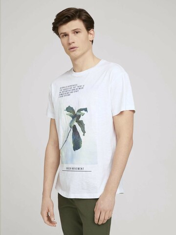 T-Shirt TOM TAILOR DENIM en blanc : devant