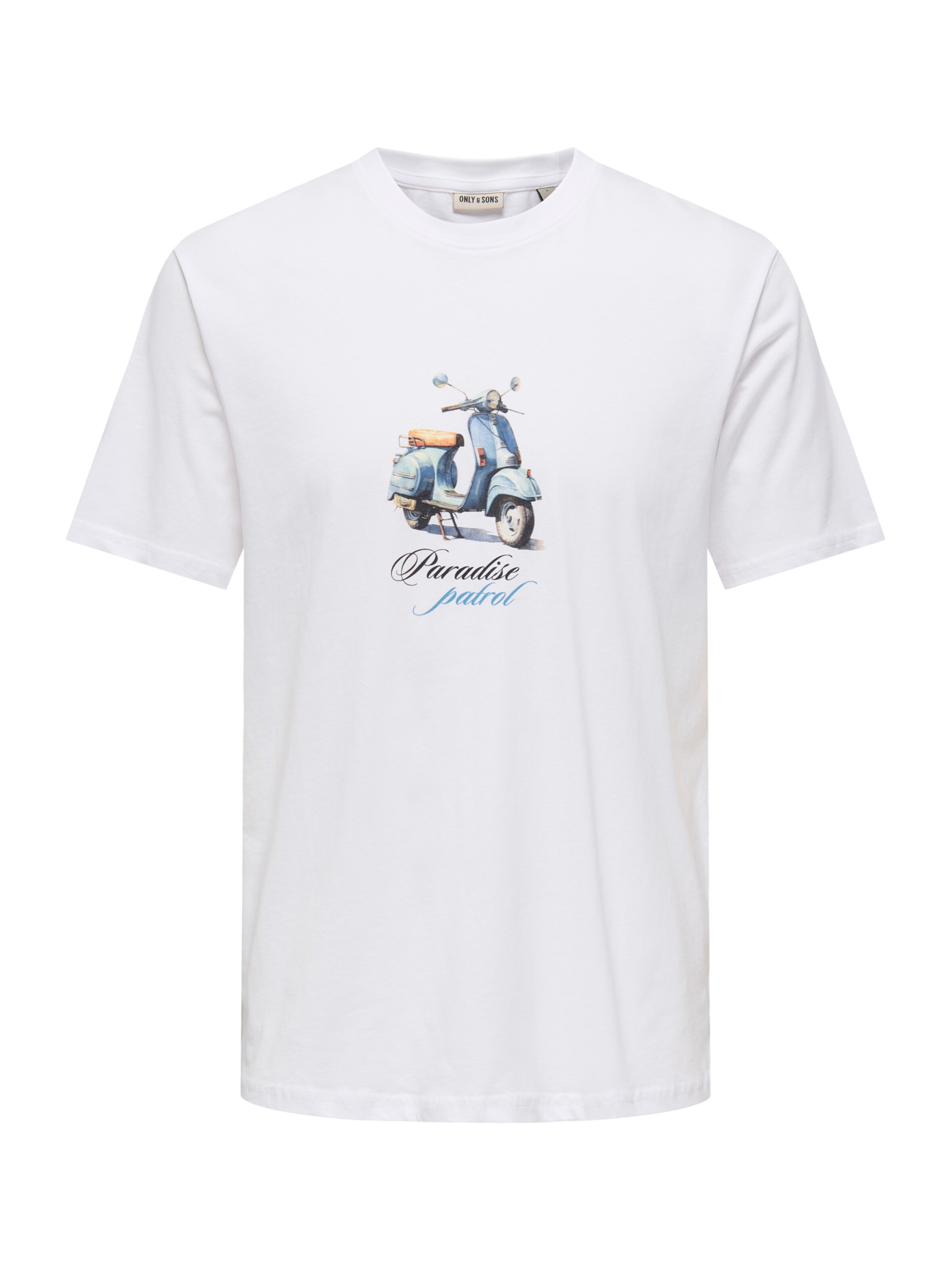Tricou 'ONSMAX SCOOTER' de la Only & Sons pe alb: față