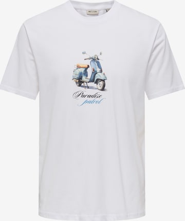Tricou 'ONSMAX SCOOTER' de la Only & Sons pe alb: față