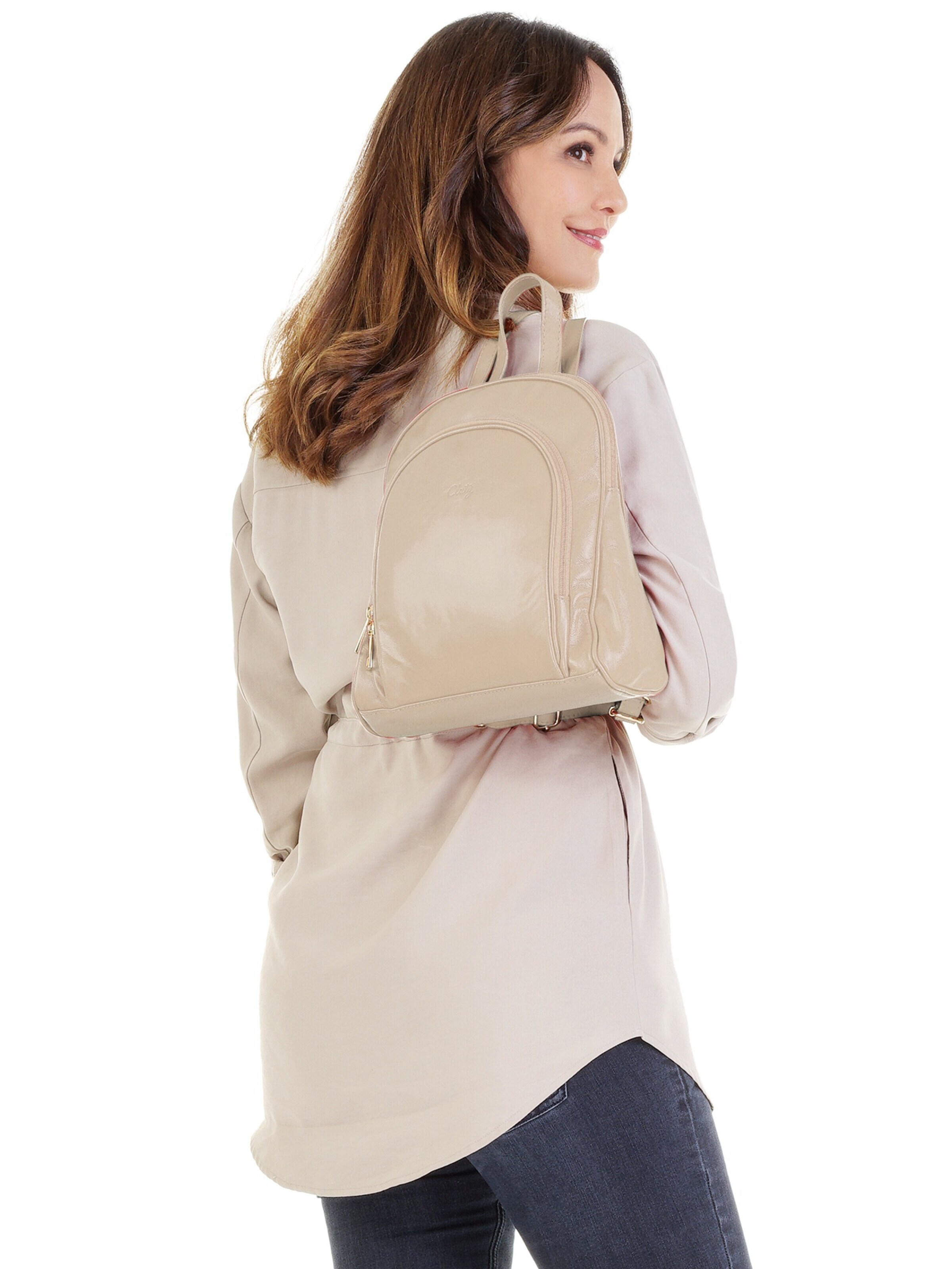 Sac à dos Cluty en beige : devant