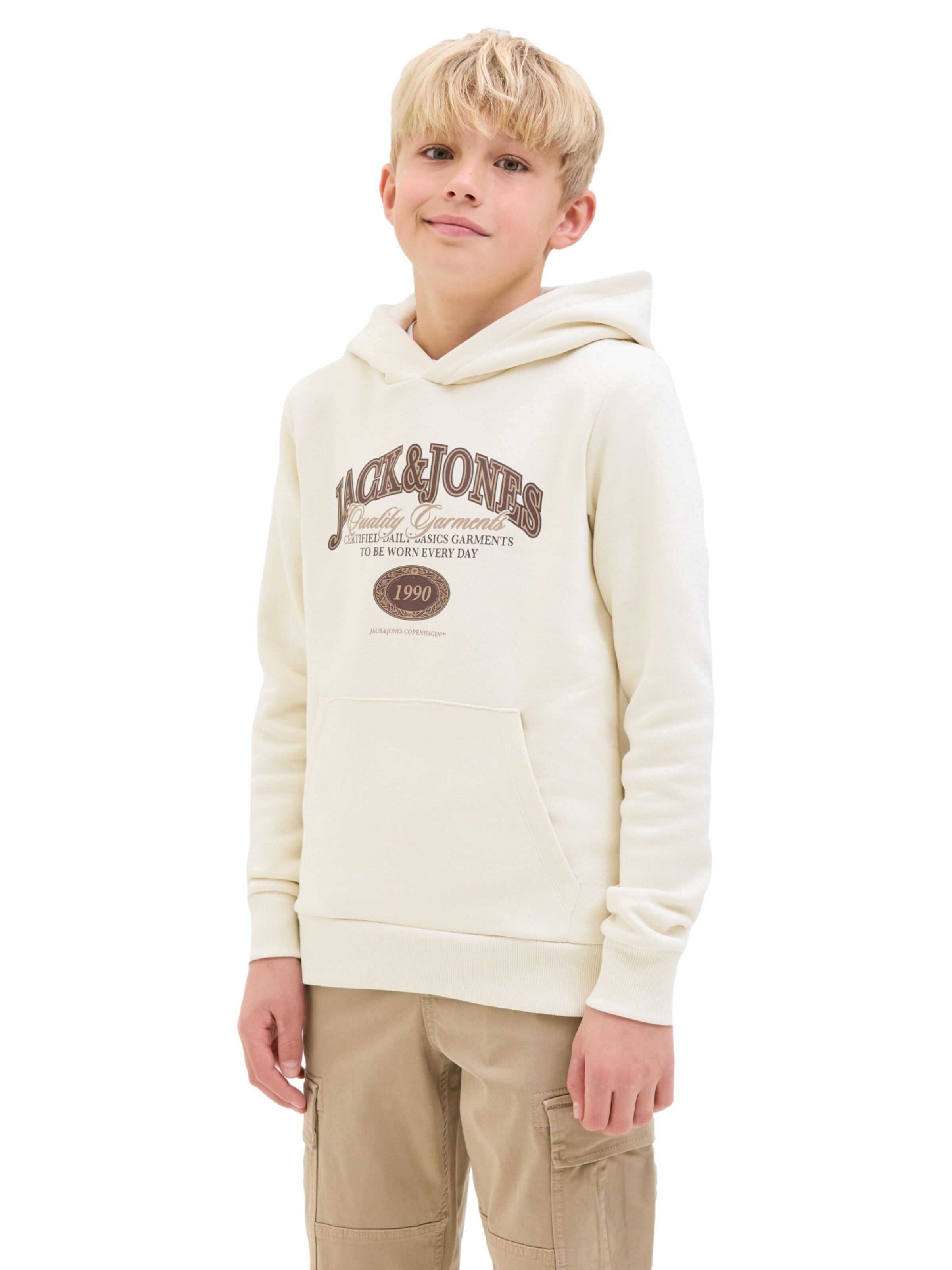 Jack & Jones Junior Sweatshirt 'Ari Branding' in Beige: Vorderseite
